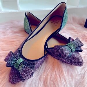NEW IN BOX never worn INC DRESSY RHINESTONES W/ BOWS VERY PRETTY SZ 11 FLATS